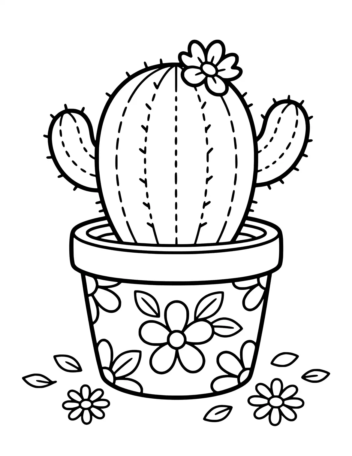 Friendly cactus character for kids to color.