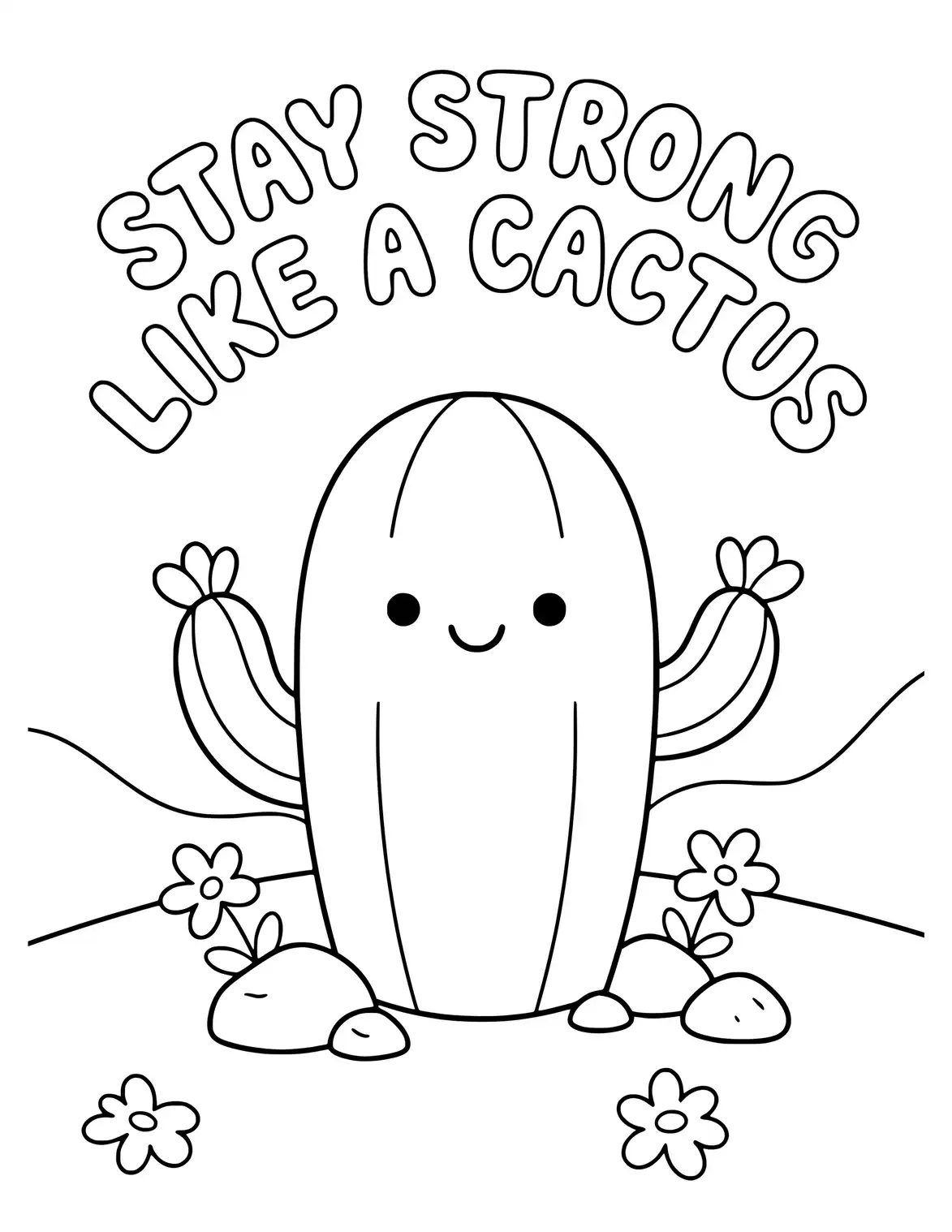 Cactus with Stay Strong Like a Cactus quote.