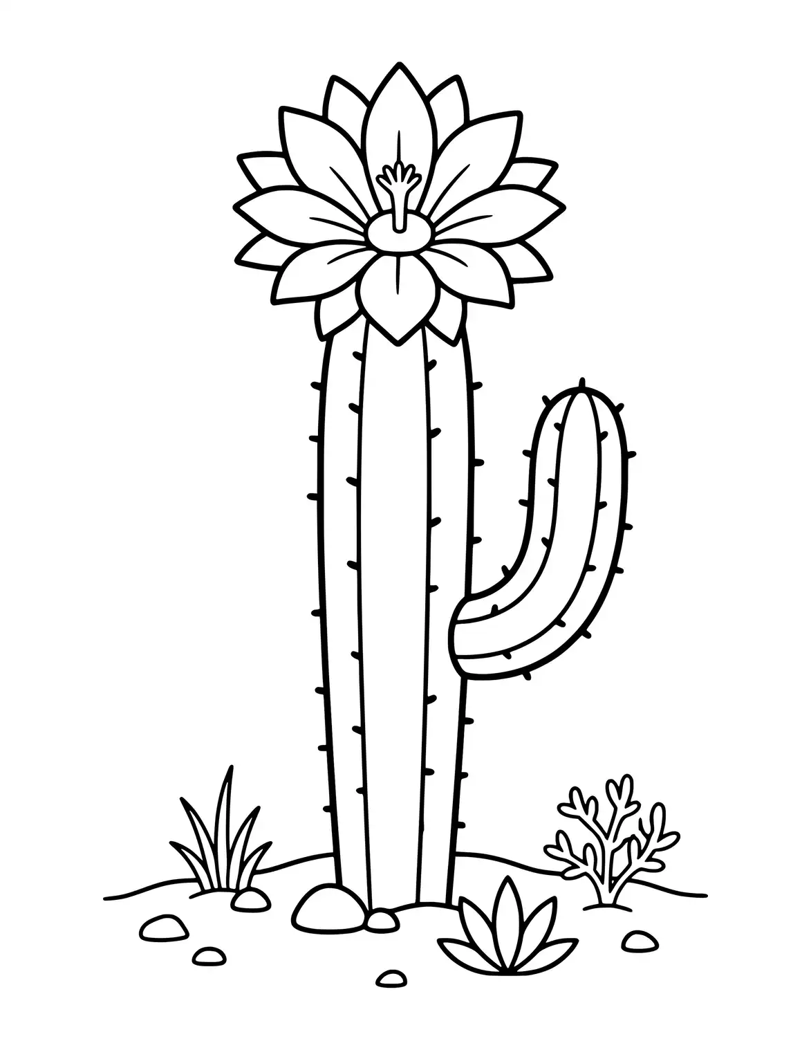 Tall cactus covered with small blooming flowers.