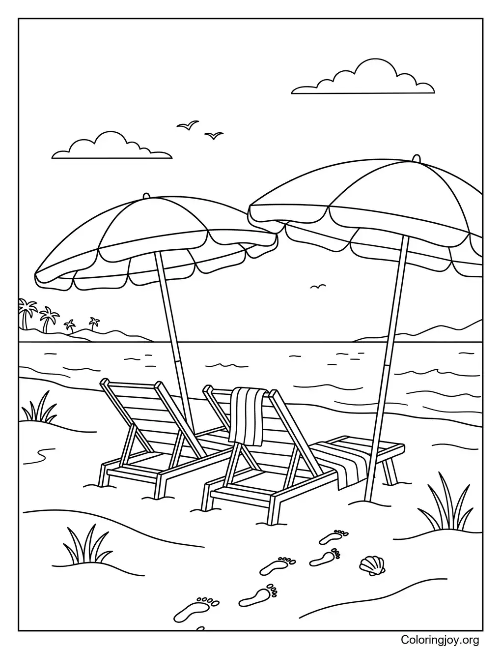 Calm Beach Breeze Summer Inspired Coloring Sheet