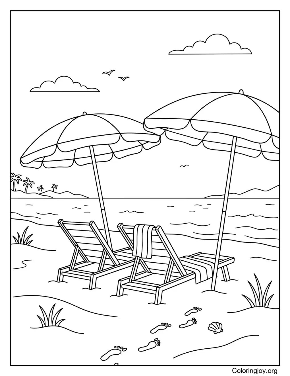 Calm Beach Breeze Summer Inspired Coloring Sheet