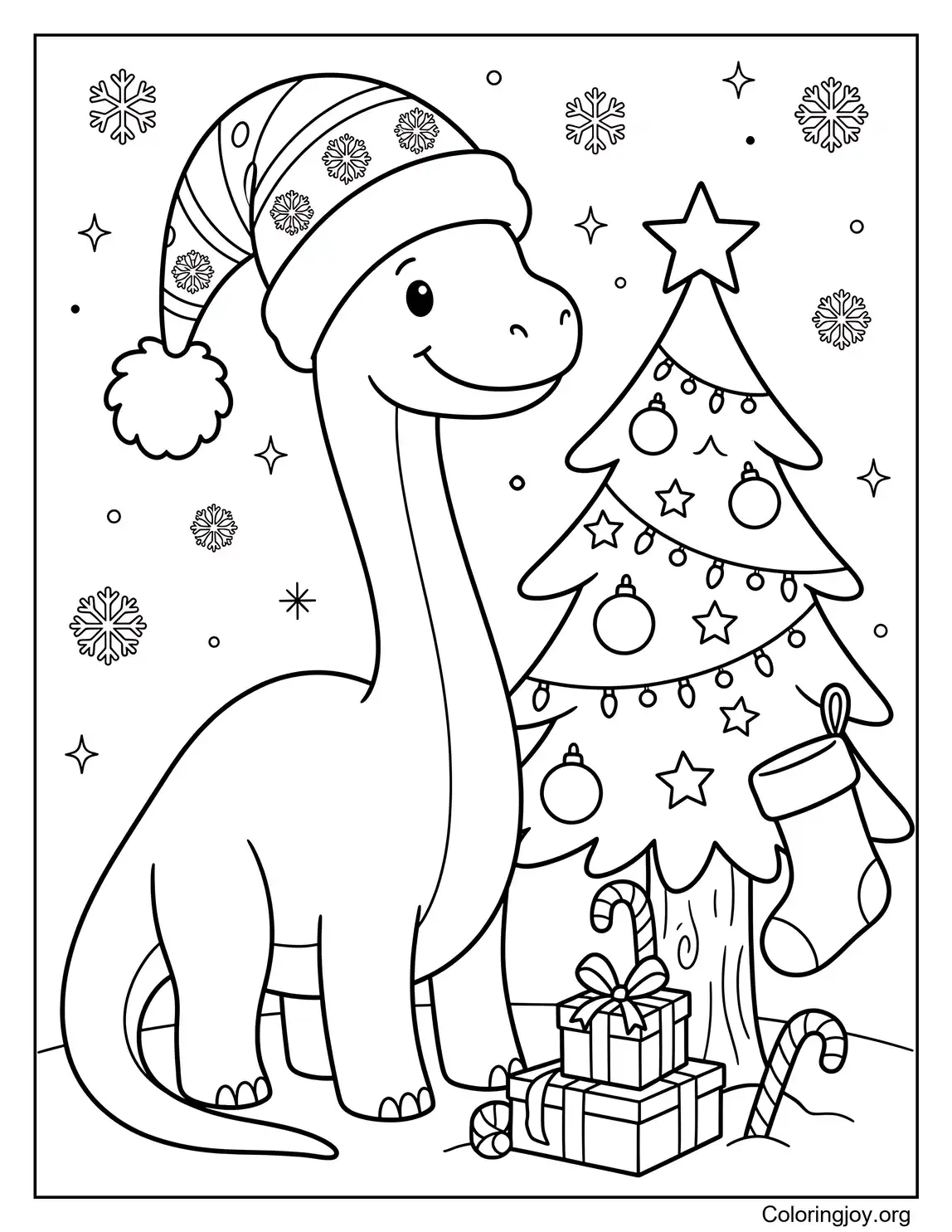 Weihnachts-Brachiosaurus mit Weihnachtsmütze
