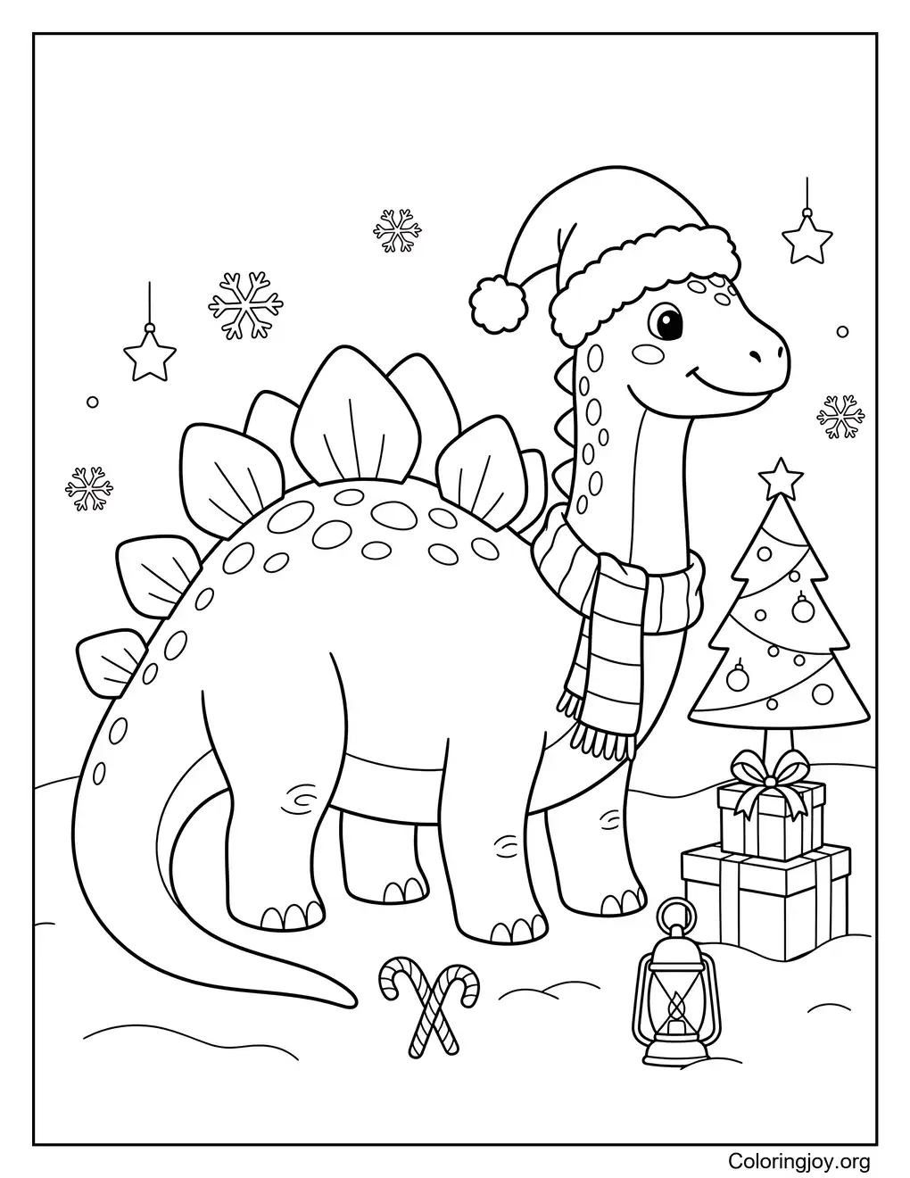 Christmas Stegosaurus Printable