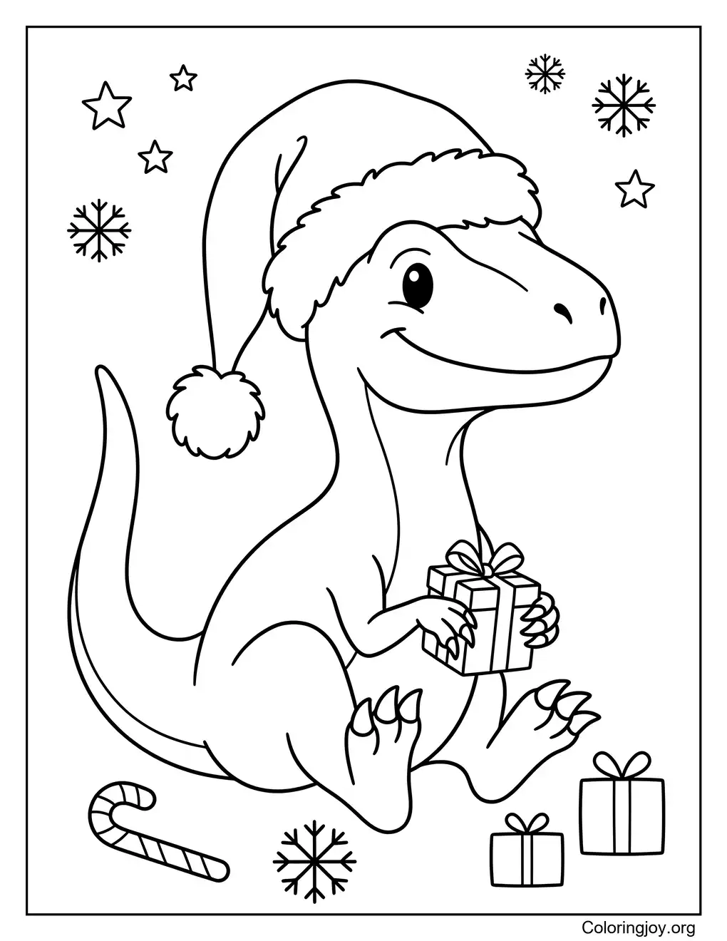 Christmas Velociraptor With Santa Hat