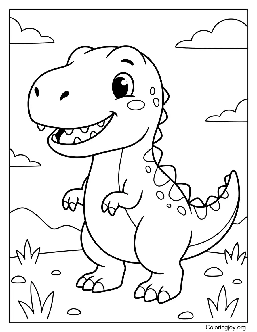 Adorable Baby T-Rex Printable Coloring Page