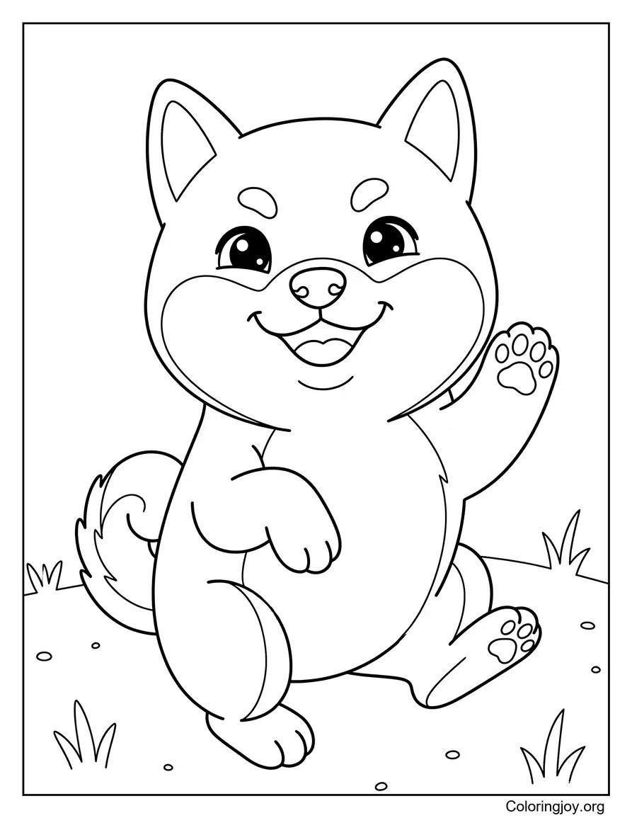 Cute Cartoon Shiba Inu Face Printable to Color