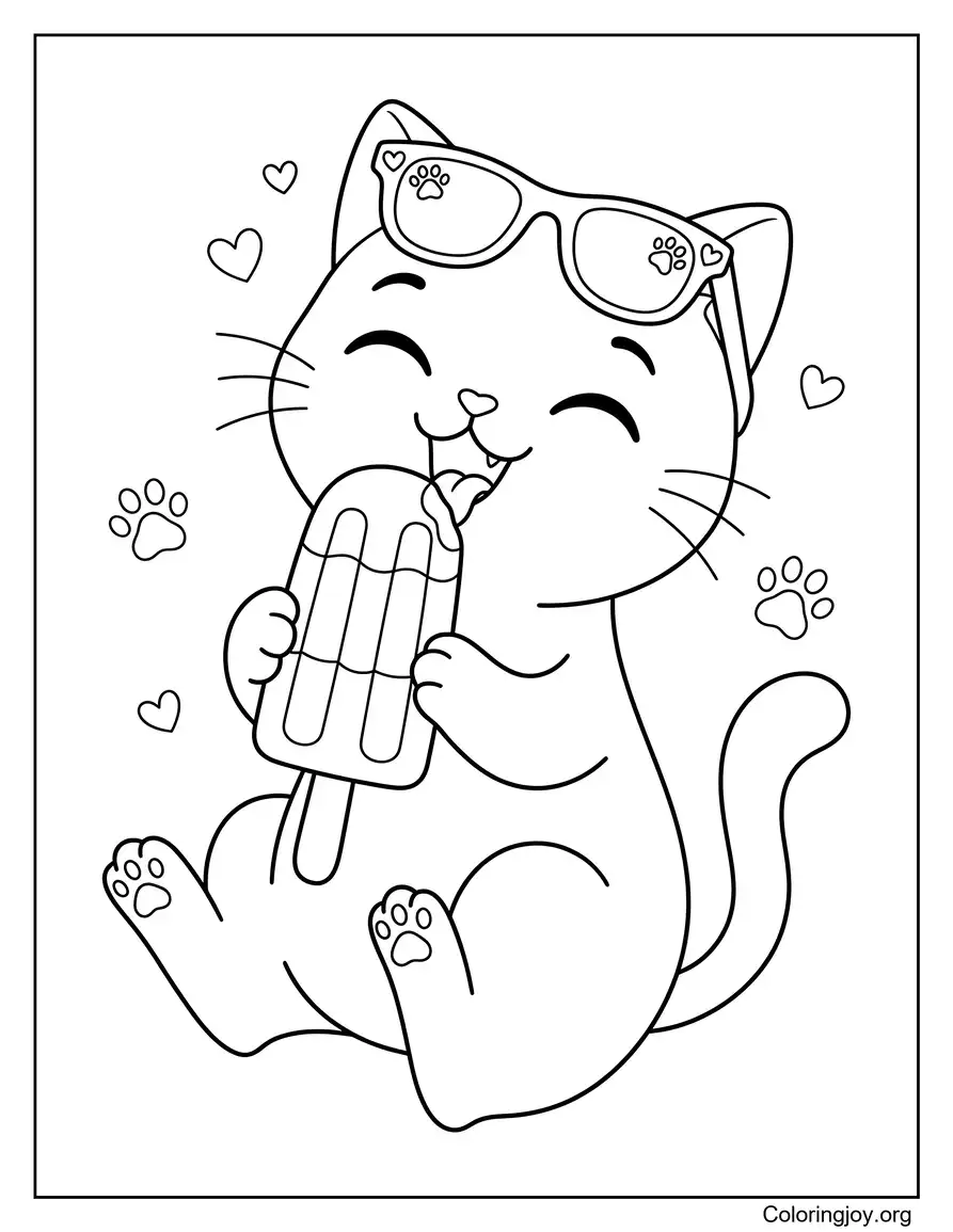Cute Cat Holding Popsicle Treat