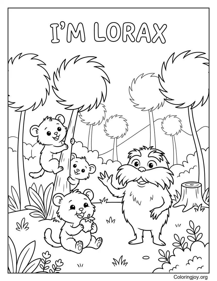 Cute Lorax With Bar Ba Loots Coloring Sheet