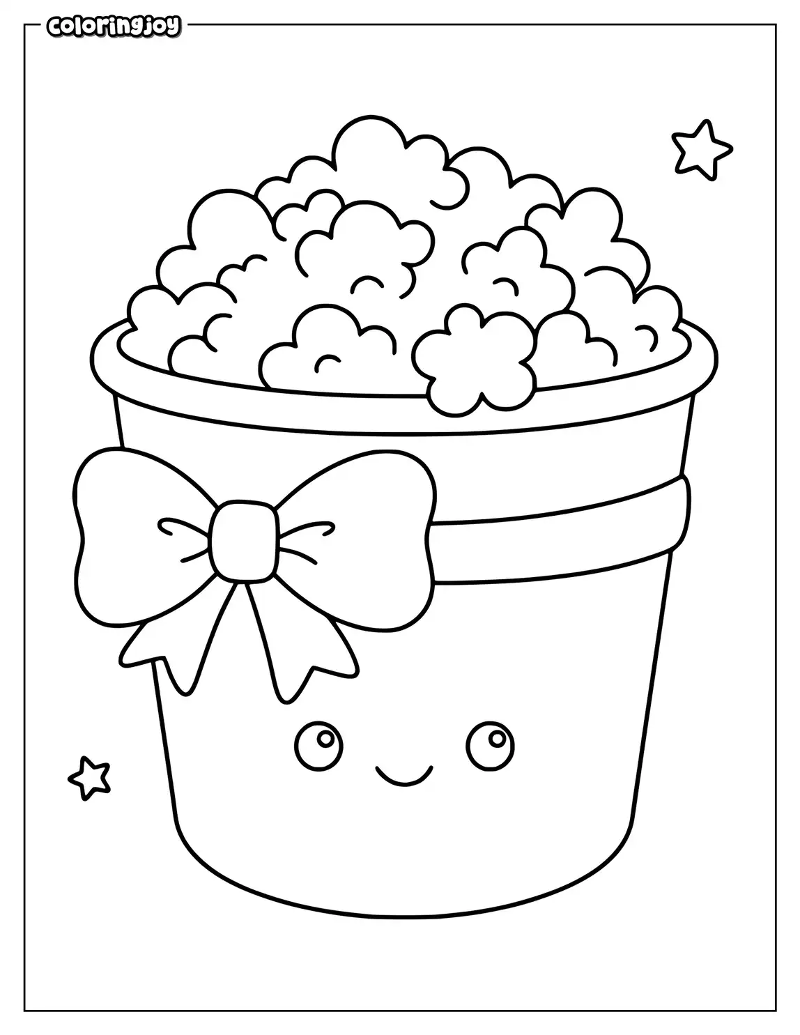 A little popcorn box wears a charming bow.