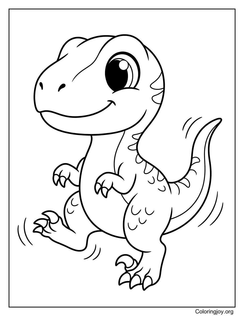Cute Velociraptor Dancing Coloring Page Coloring Page