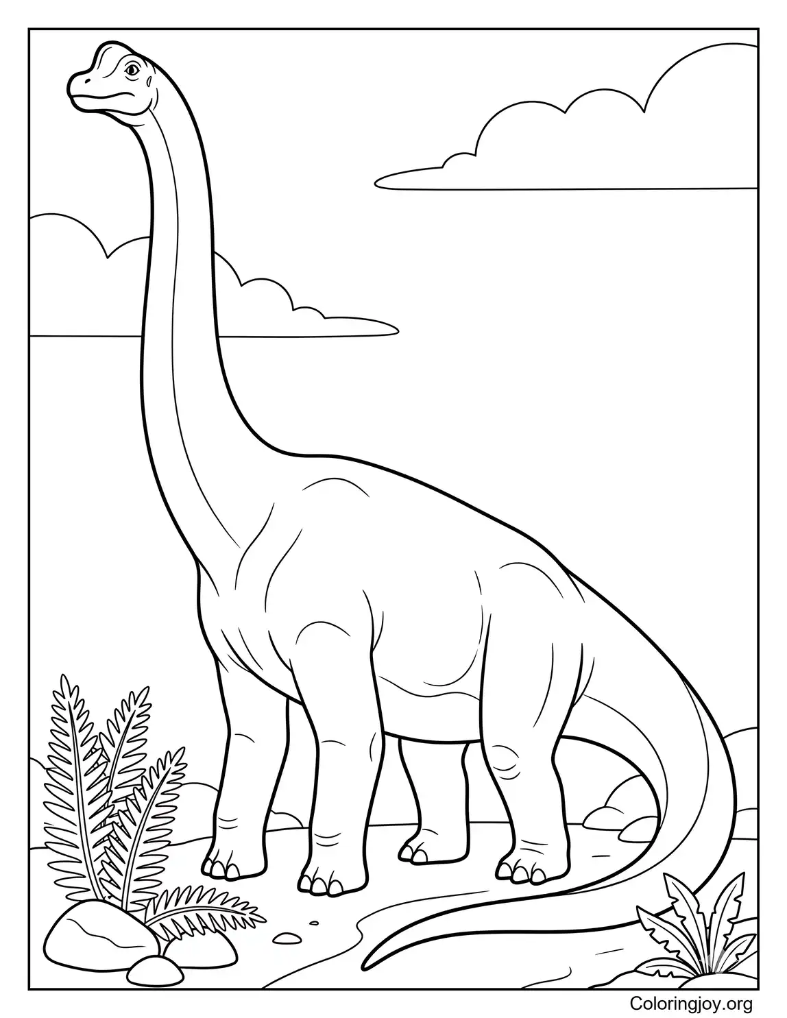 Detailliertes Brachiosaurus-Malblatt zum Ausdrucken