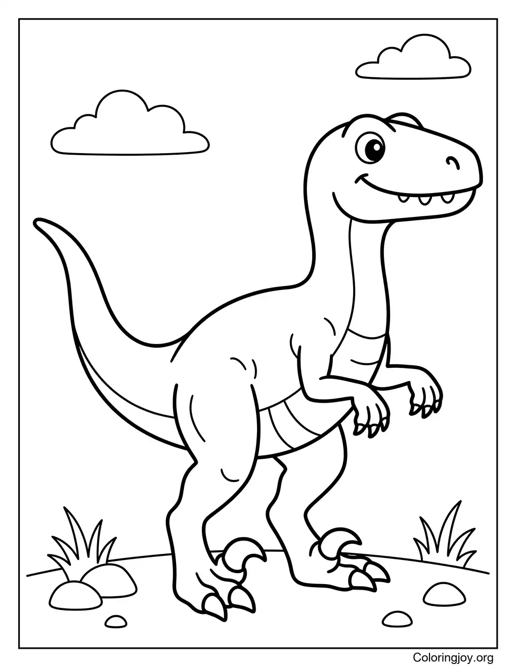Easy Velociraptor Coloring Page For Toddlers