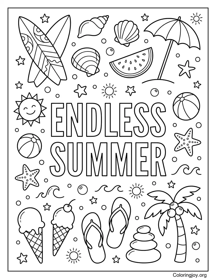 Endless Summer Free Coloring Sheet