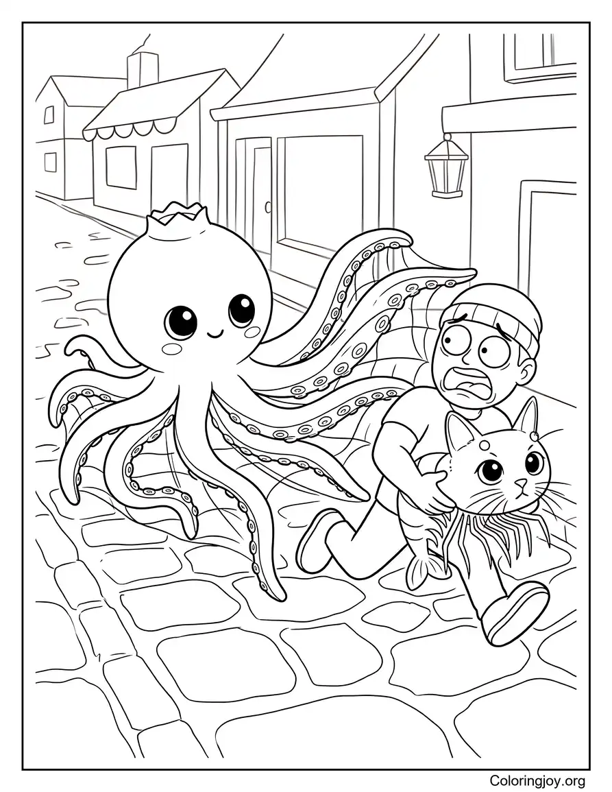 Blueberrinni Octopussini extiende todos los tentáculos para detener al ladrón