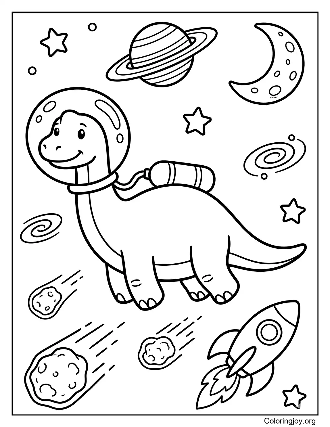 Braquiosaurio en el espacio exterior con meteoros