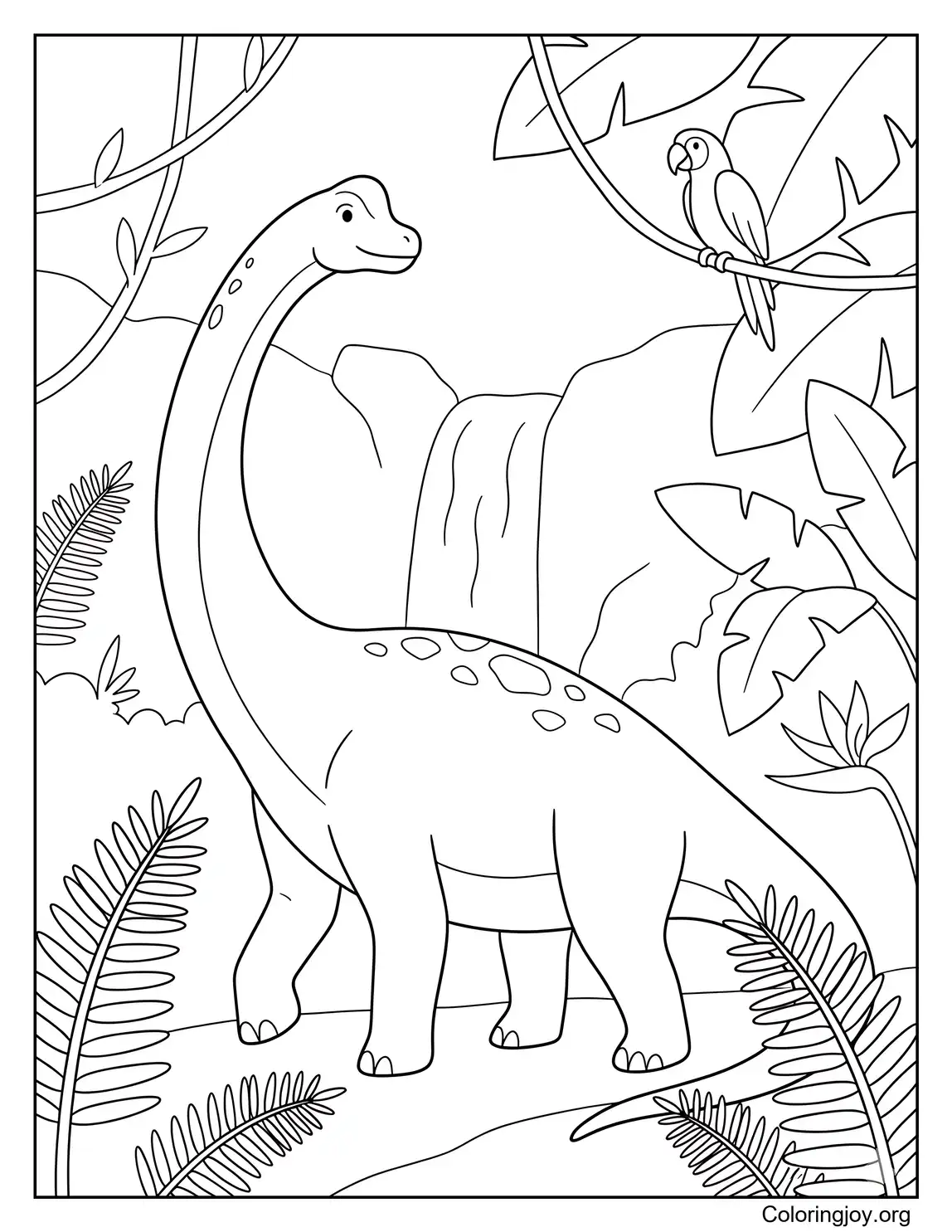 Brachiosaurus en un bosque tropical de dinosaurios