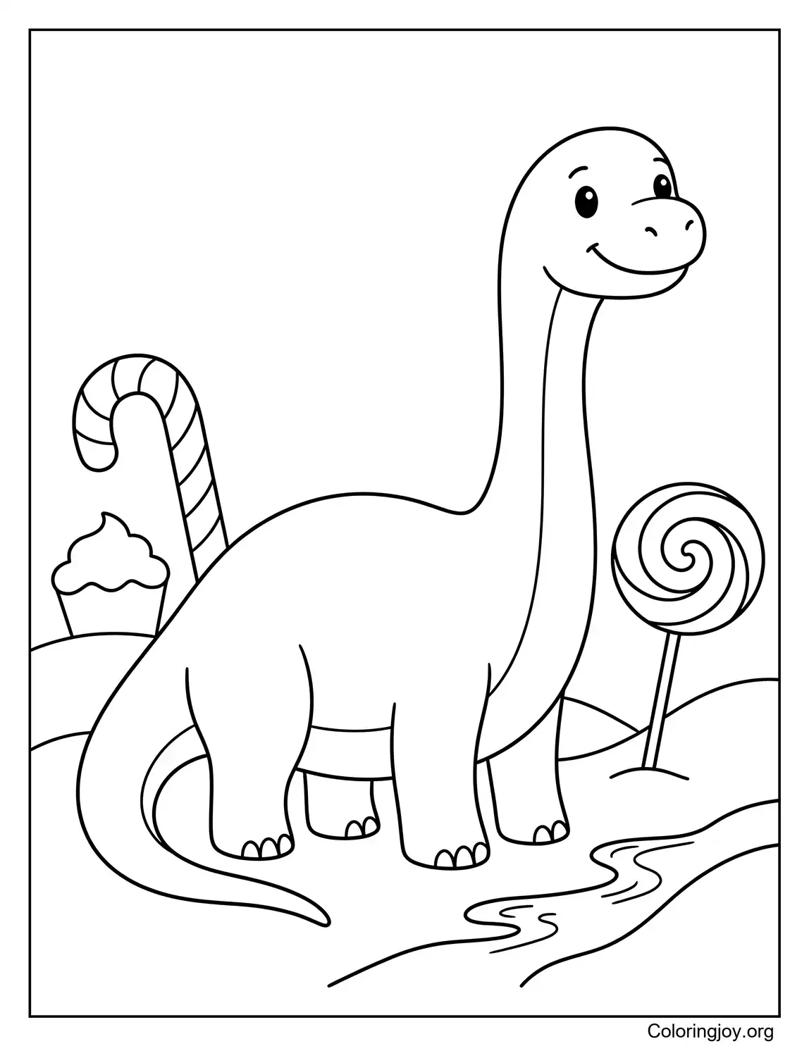 Braquiosaurio en un planeta de dulces