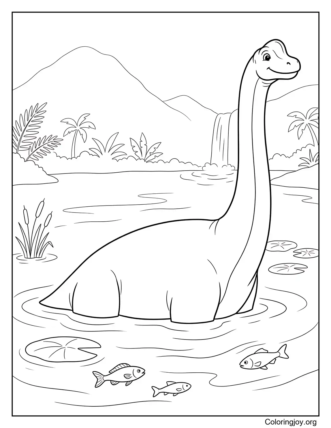 Brachiosaurus nadando a través de un lago prehistórico