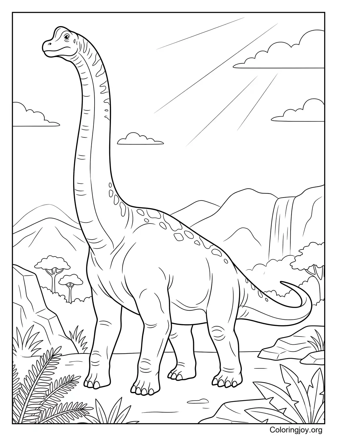 Brachiosaurus estilo Jurassic Park de pie alto