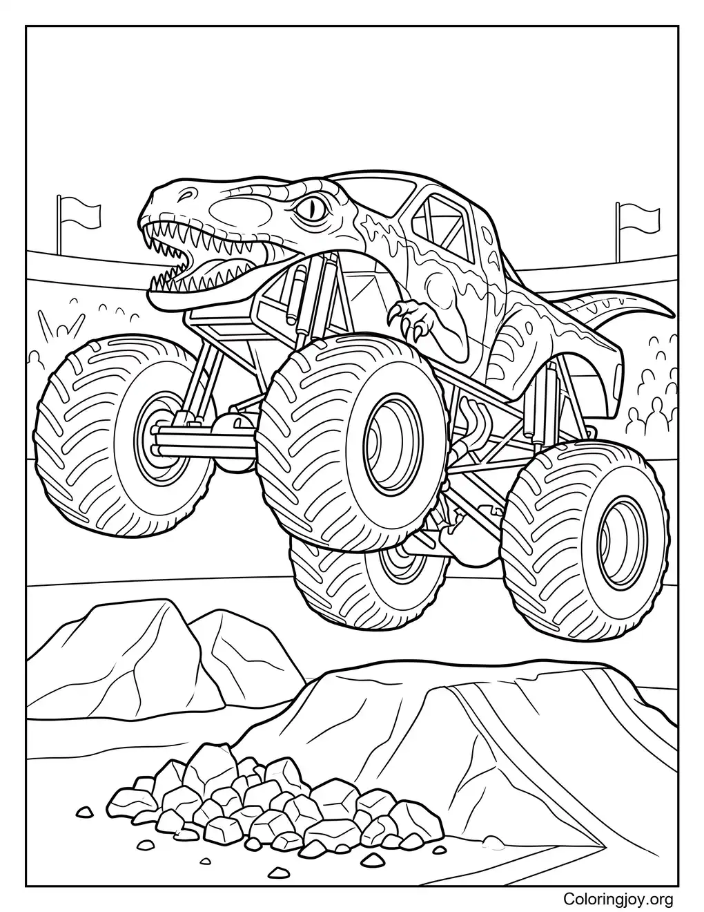 Dibujo Para Colorear Velociraptor Monster Truck
