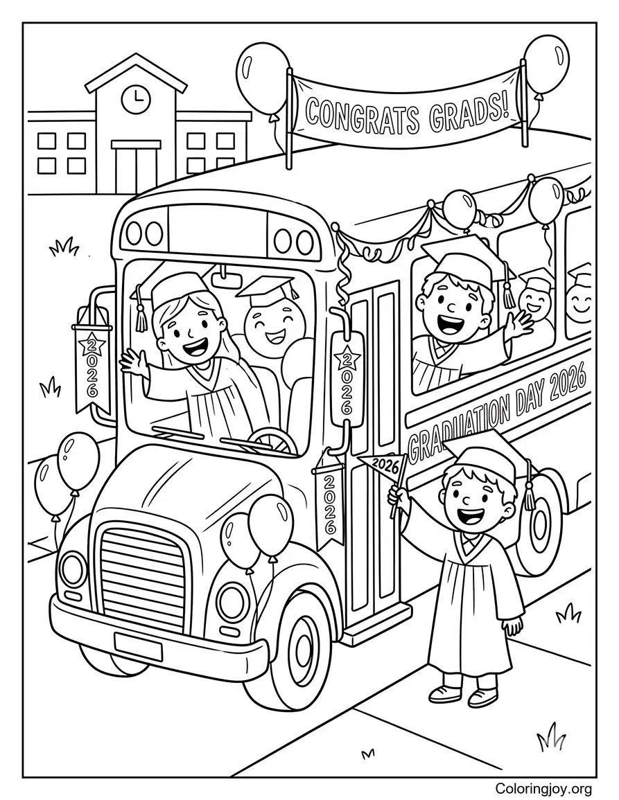 Graduation Day School Bus Celebration