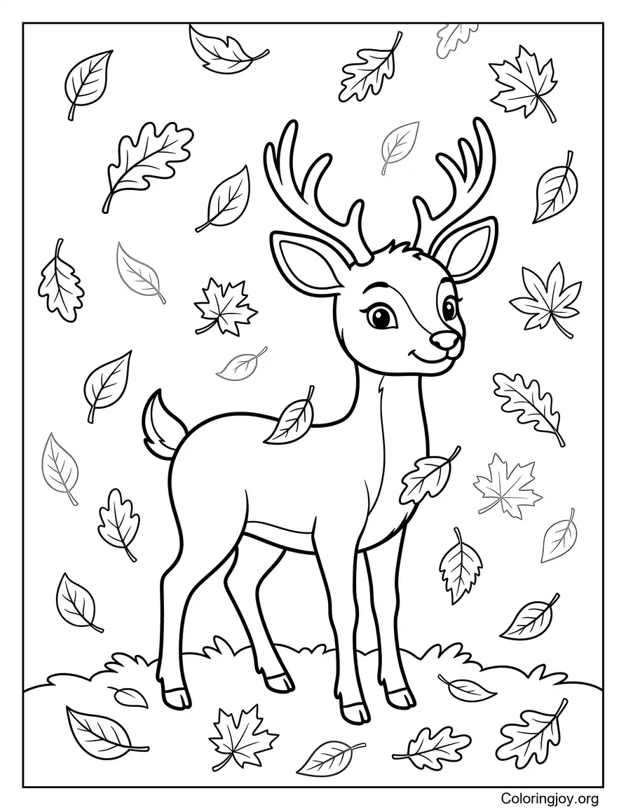 Deer With Falling Leaves