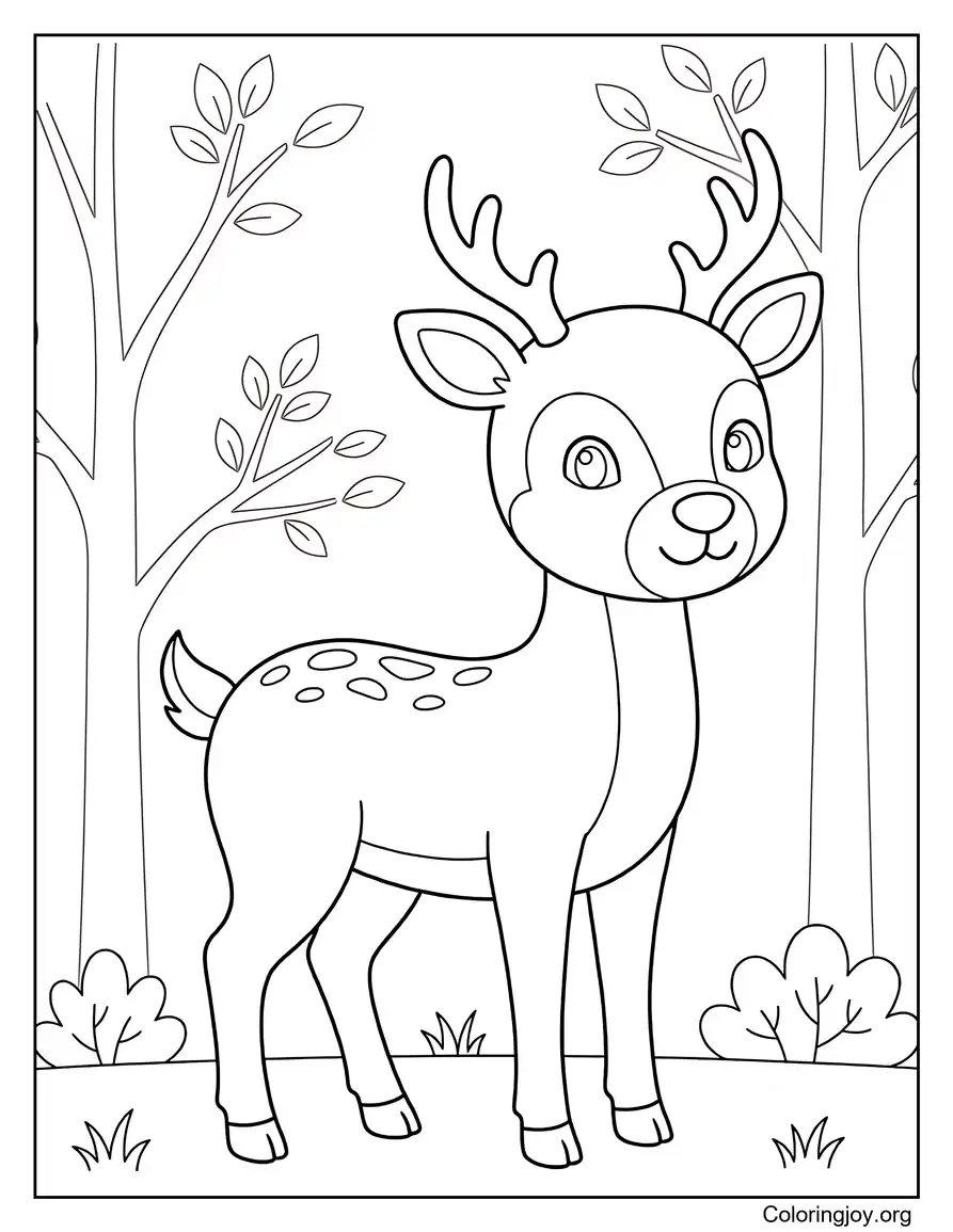 Deer In Forest Scen