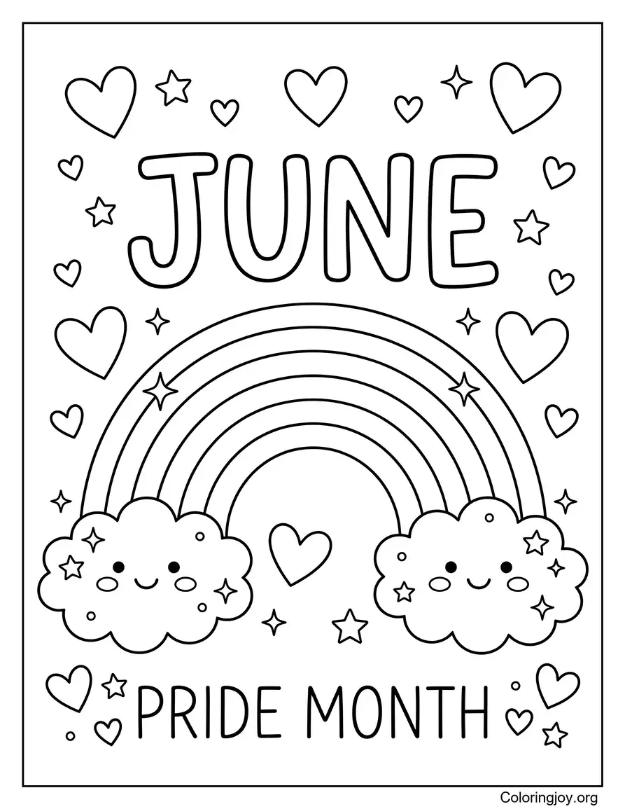 Pride Month Rainbow Coloring Page