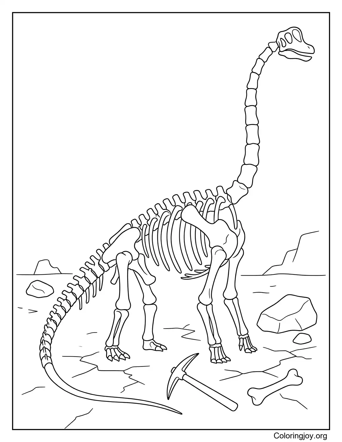 Braquiosaurio Esqueleto Fósil Página Para Colorear