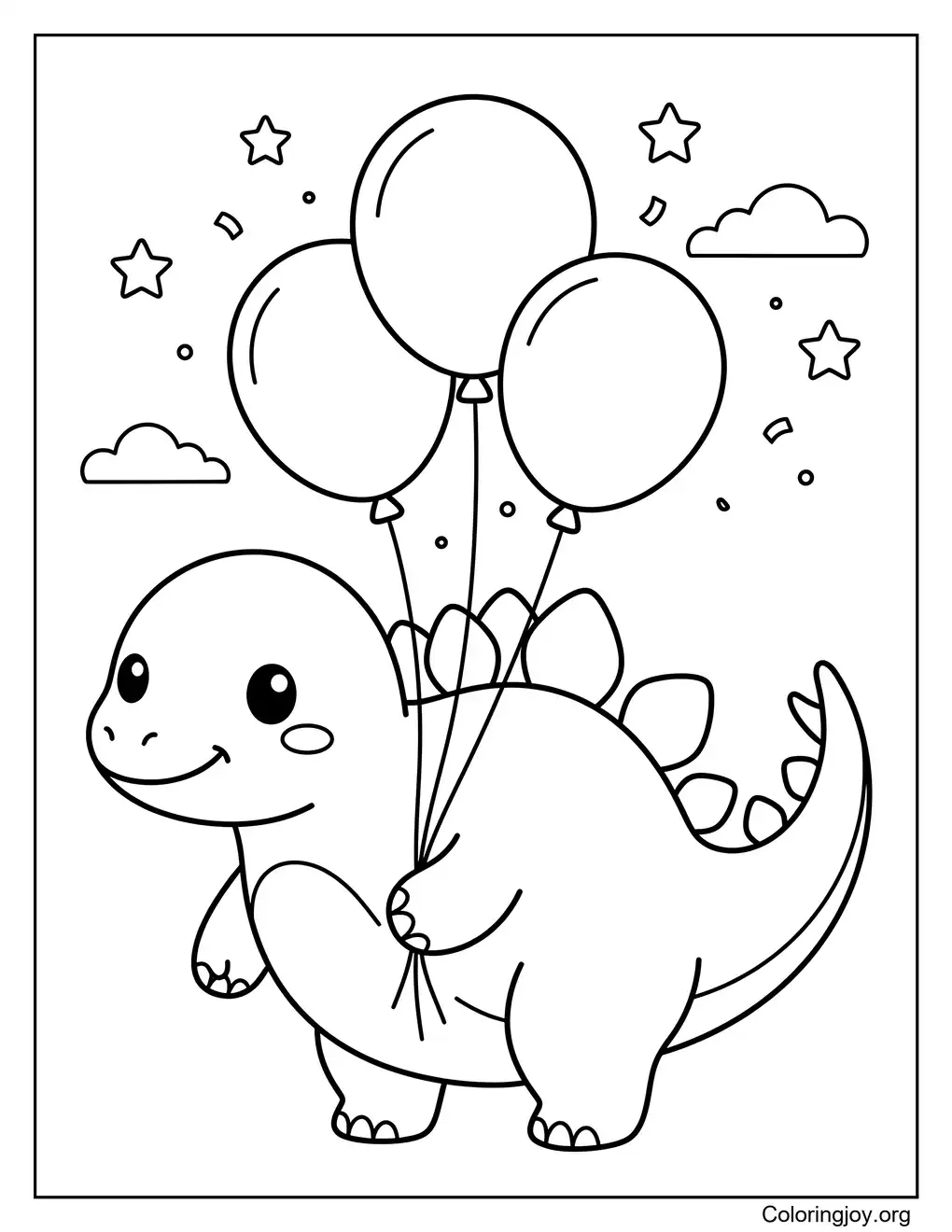 Estegosaurio Chibi con globos