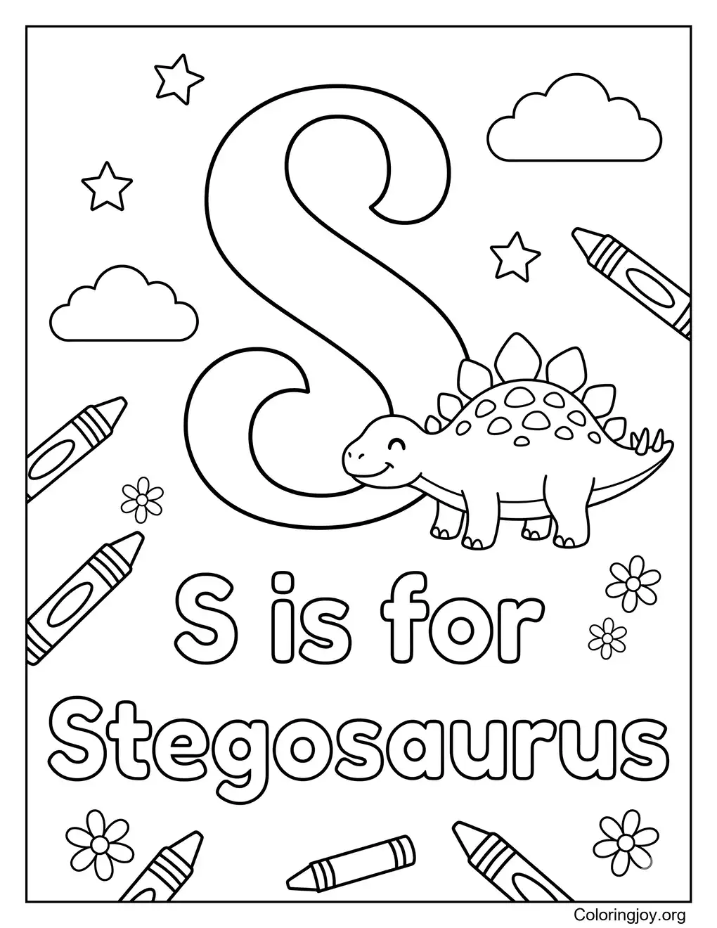 Letra S Estegosaurio para niños