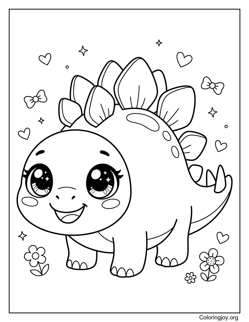Estegosaurio Kawaii Con Corazones