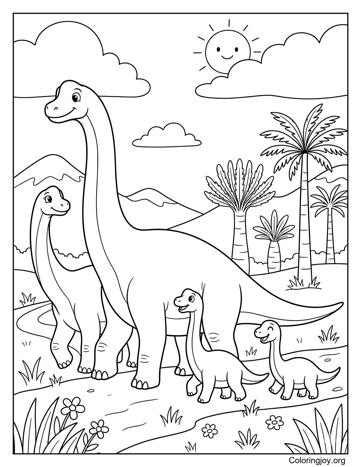 Familia Brachiosaurus caminando juntos