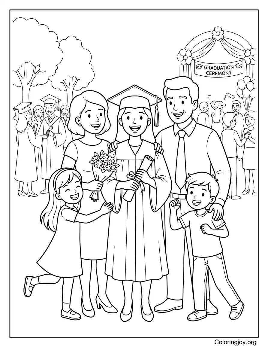 Family Taking Photos With Graduate After Ceremony