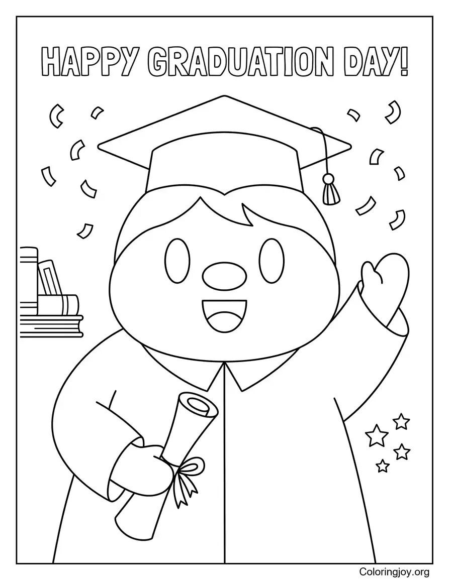 Happy Graduation Day With Books Stars And Diploma