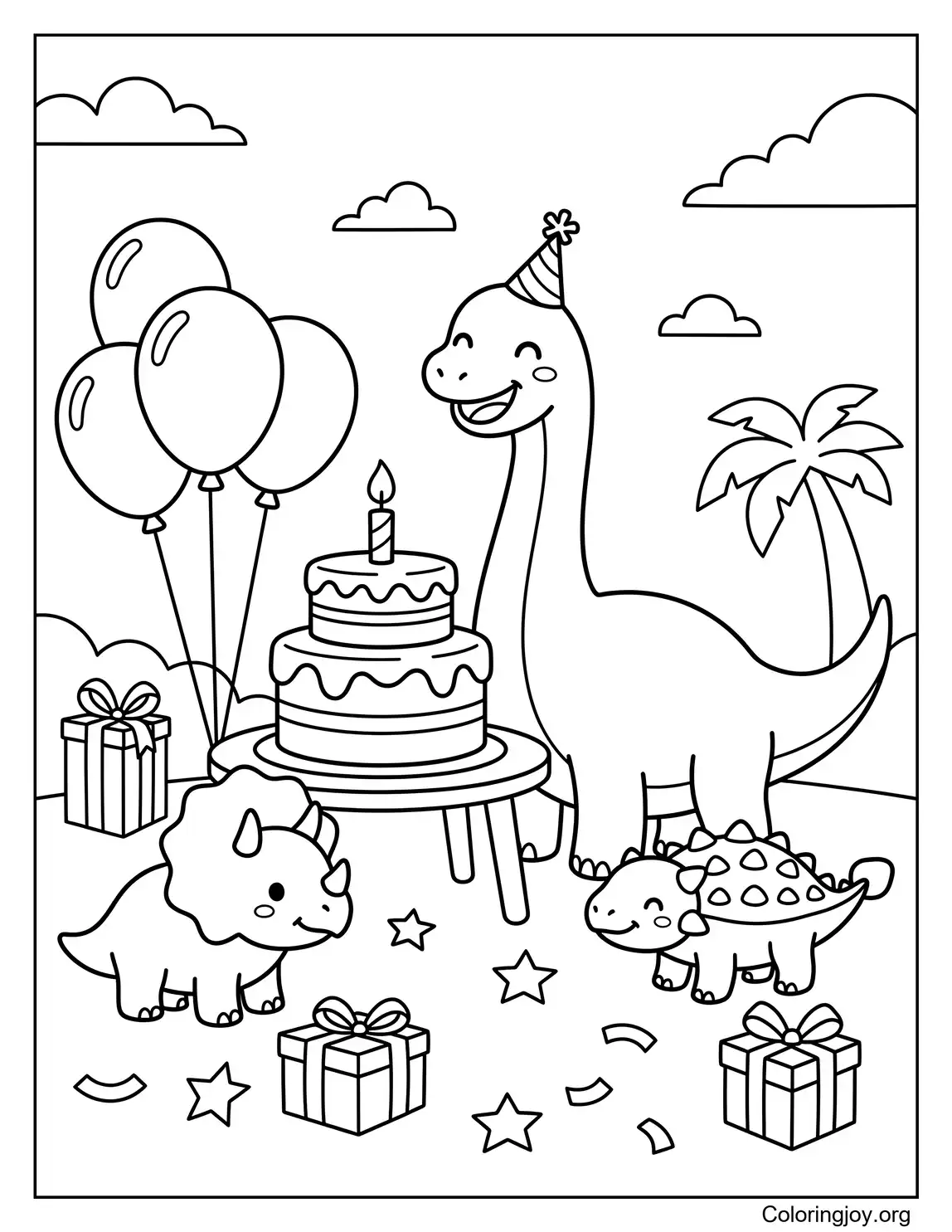 Tema de fiesta de cumpleaños feliz braquiosaurio