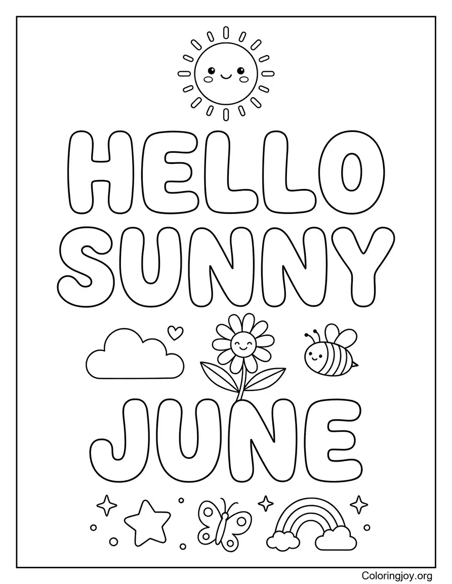Hello Sunny June Coloring Page