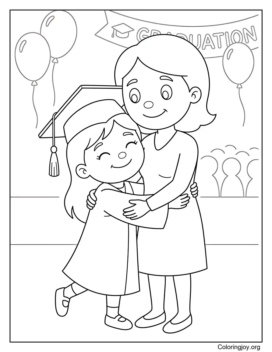 Girl Graduate Hugging Her Proud Teacher