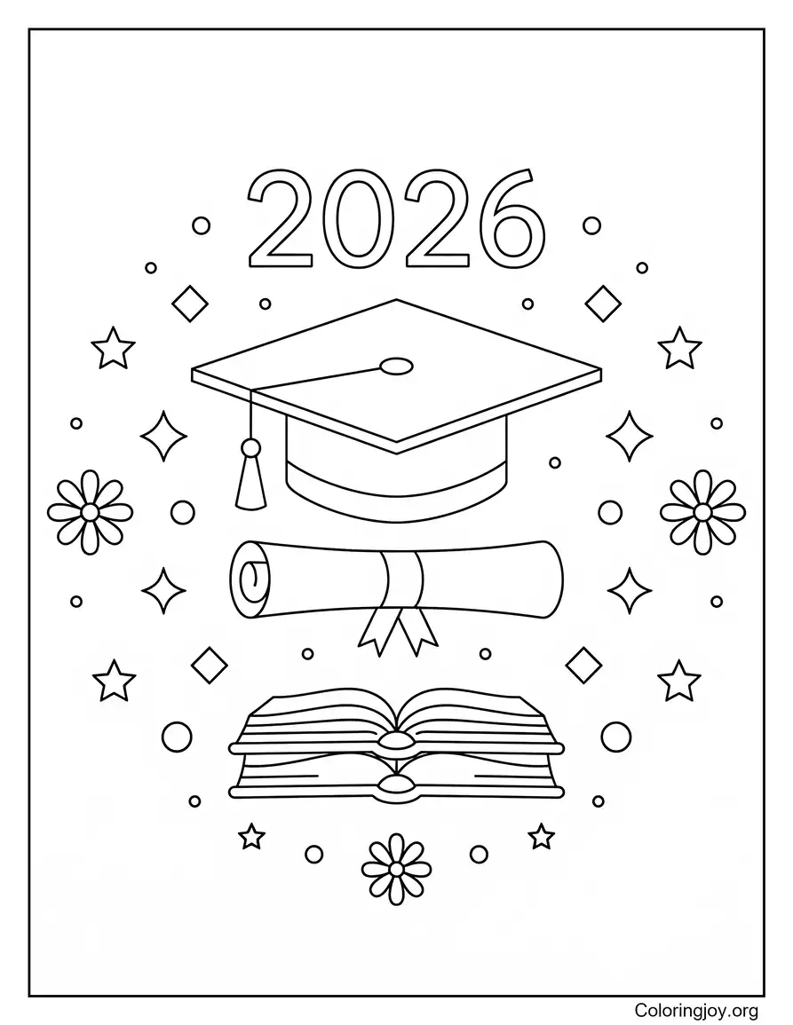 Detailed Mandala Style Graduation Coloring Page For Teens