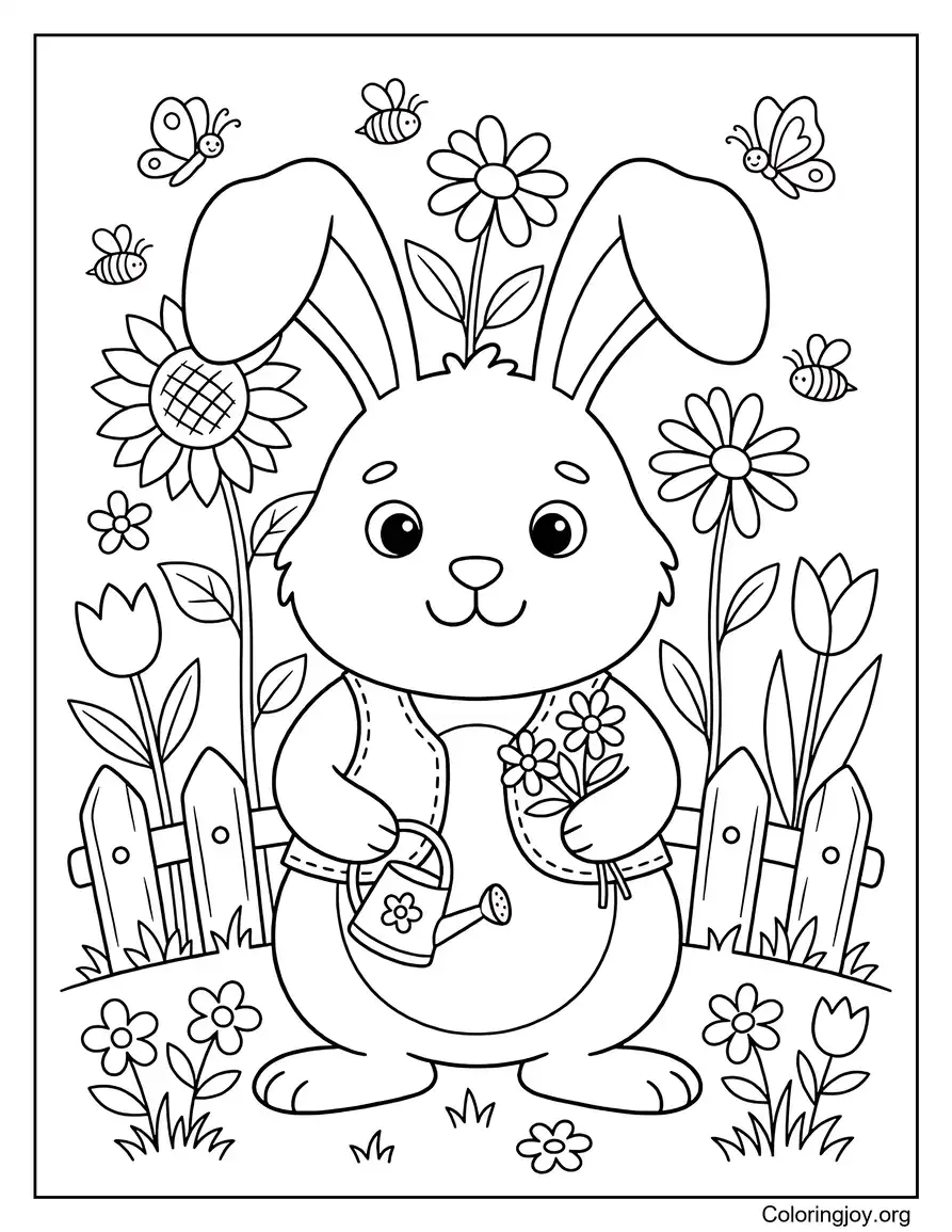 Garden Scene Coloring Page For Kids