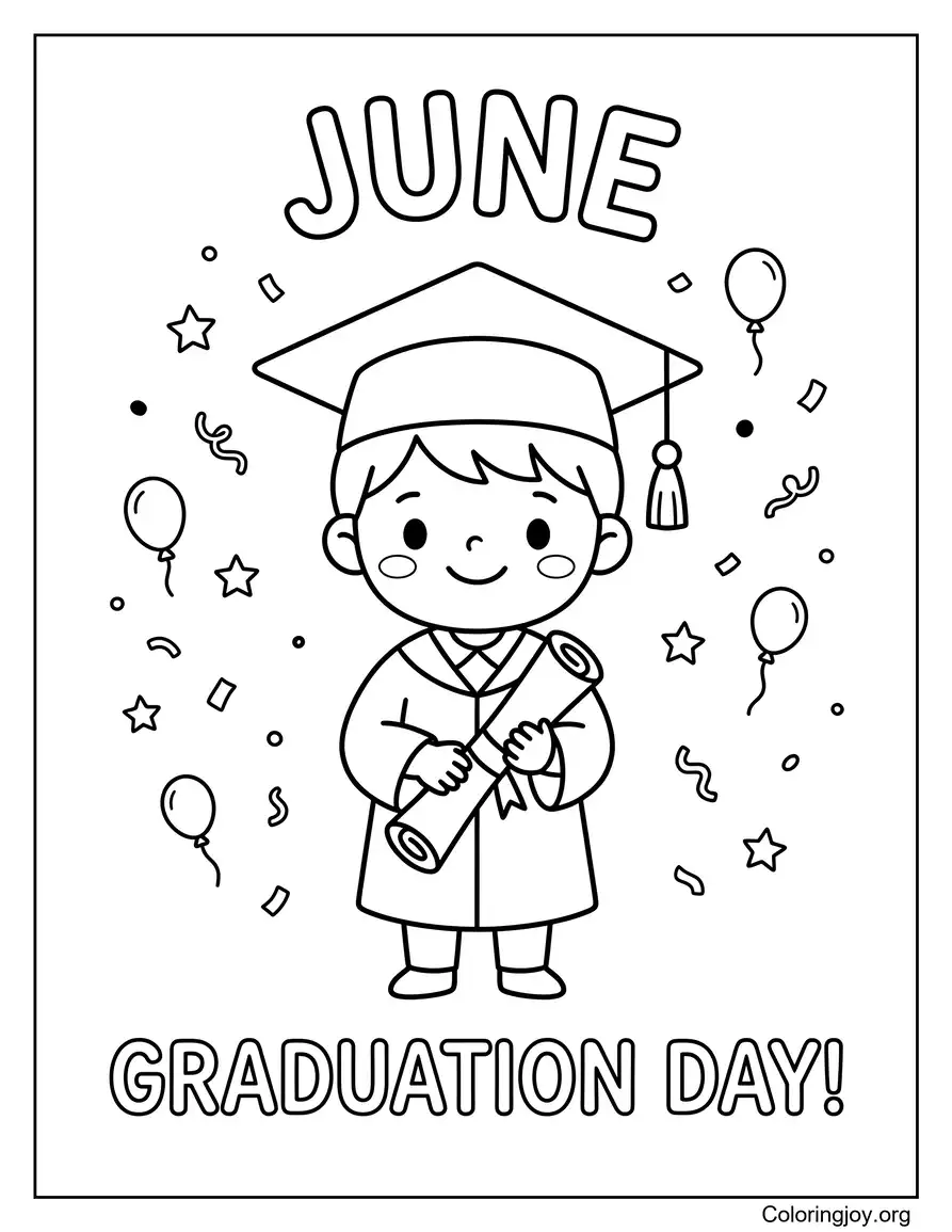 Graduation Coloring Page For Kids