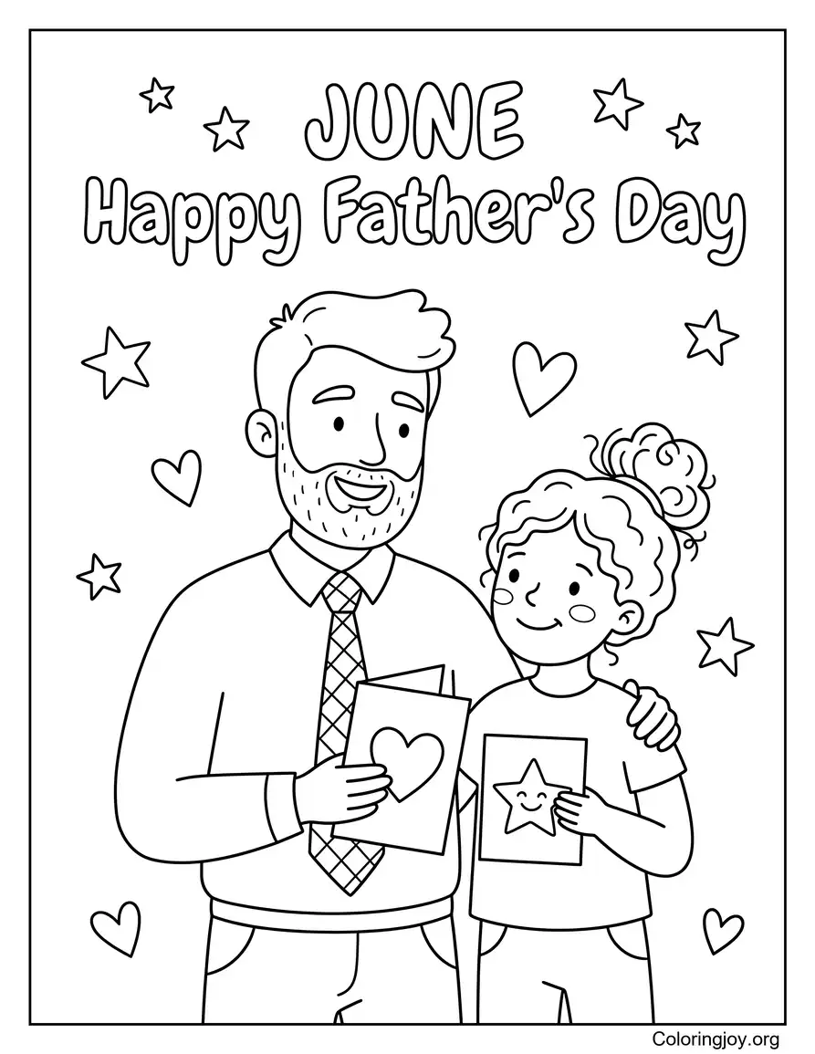 Pagina da colorare per la festa del papà per bambini