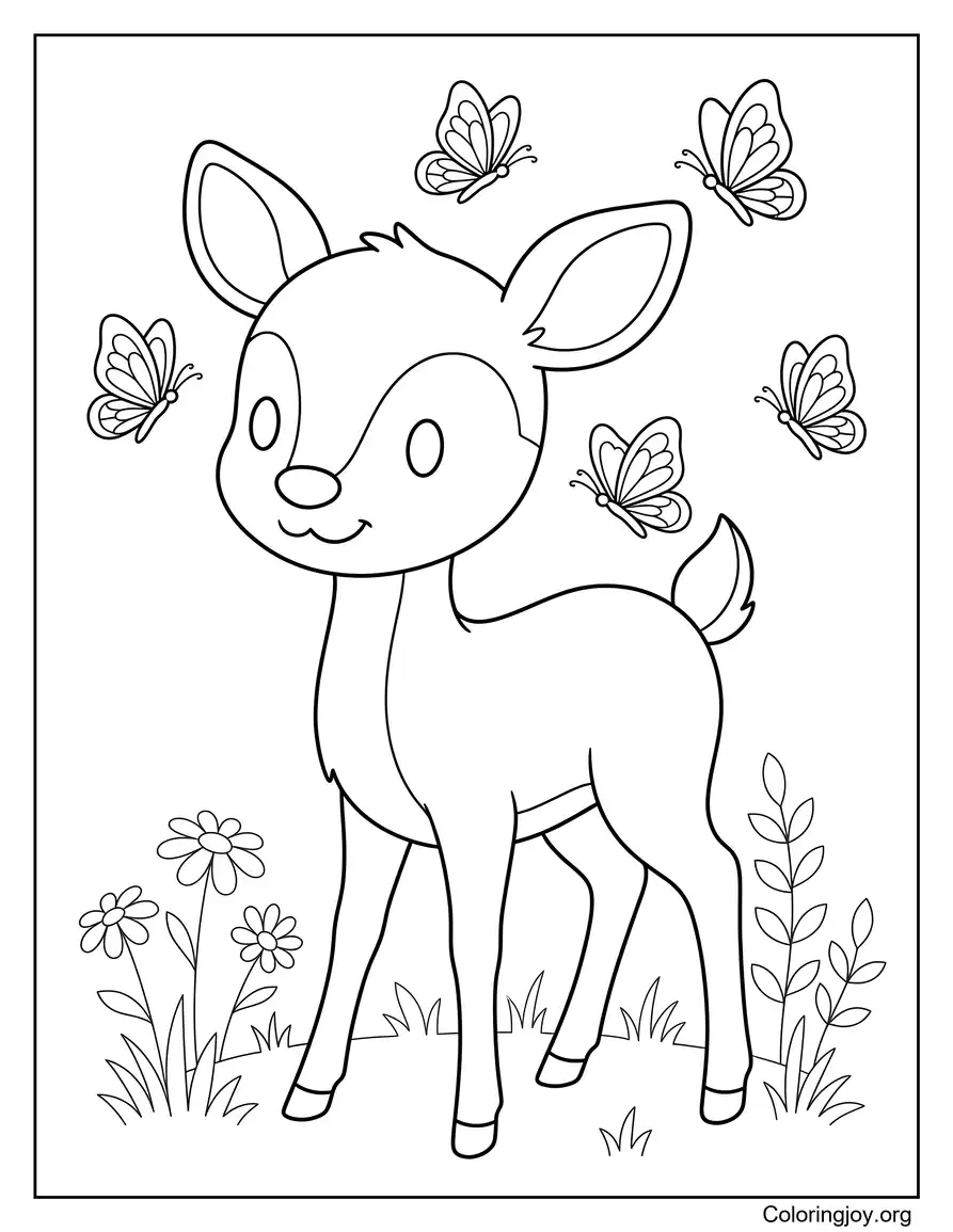 Fawn met vlinders