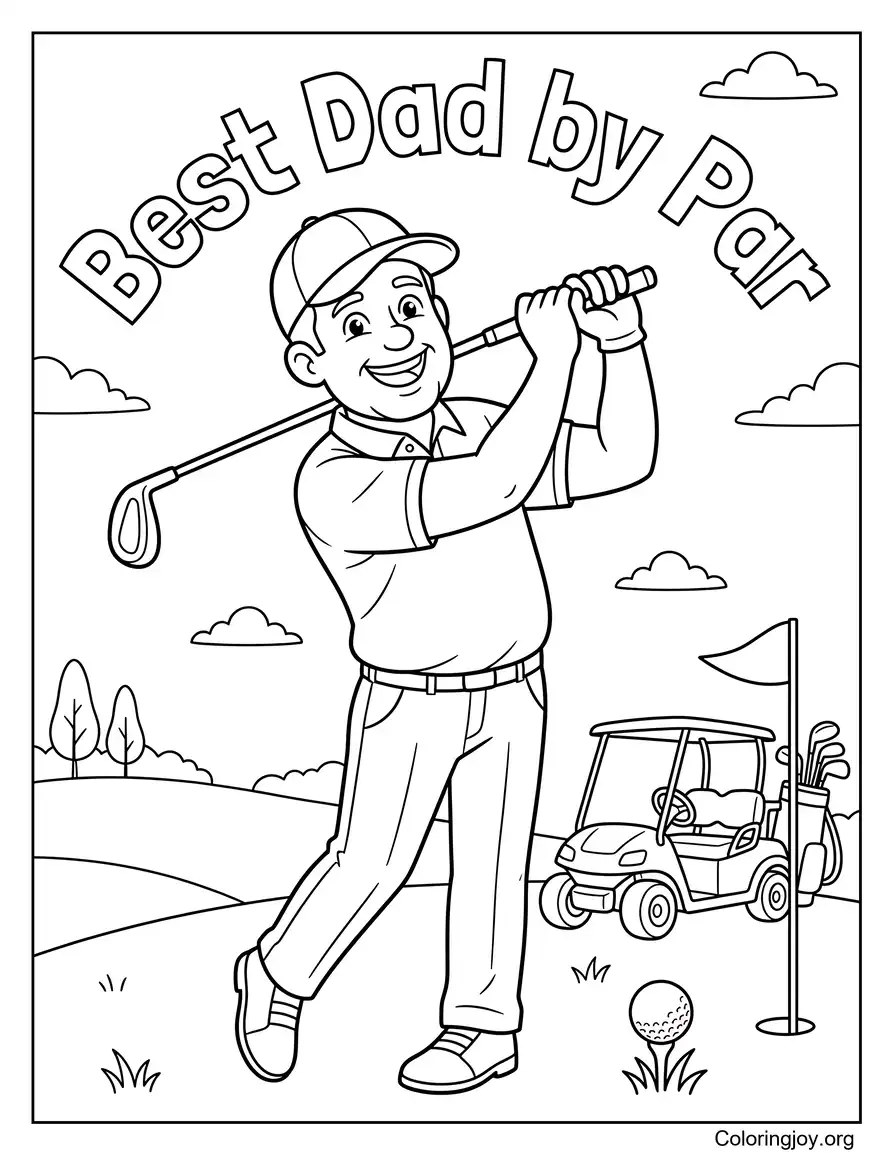 Golf papa kleurplaat