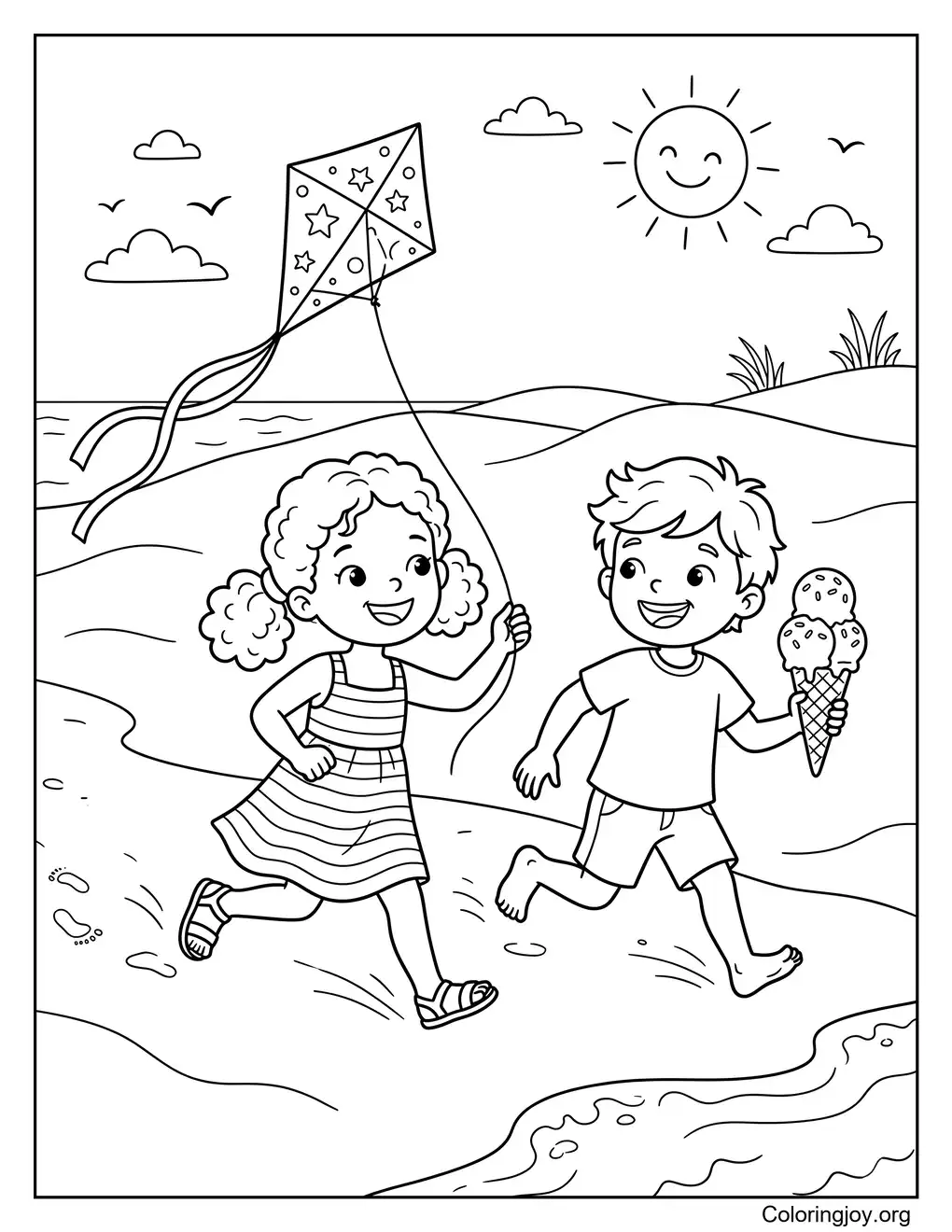 Happy Beach Kids Sommer zum Ausdrucken