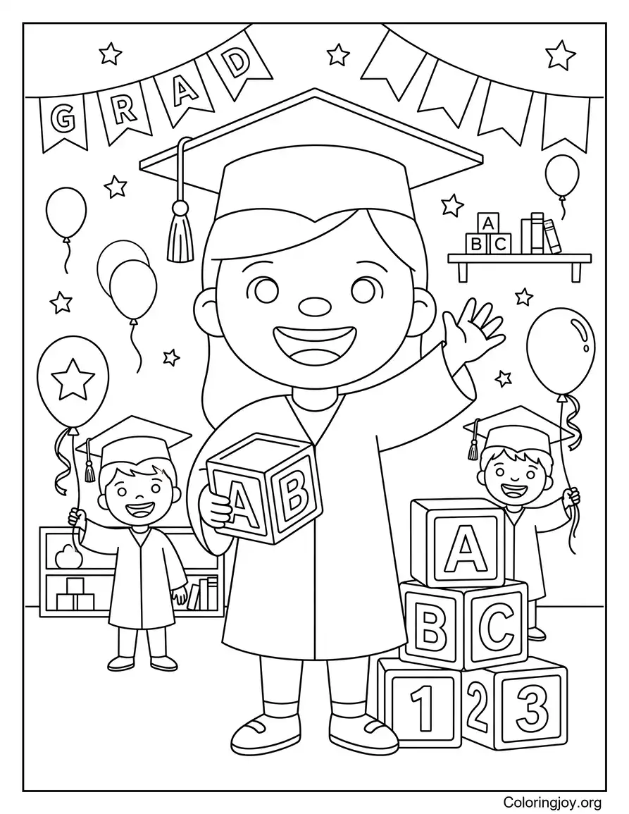 Bonne remise des diplômes préscolaires avec des blocs ABC
