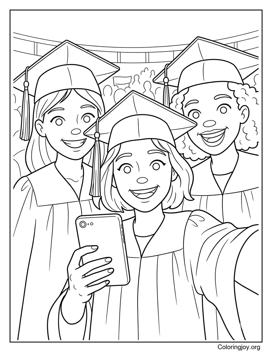 Selfie de remise des diplômes du lycée avec des amis