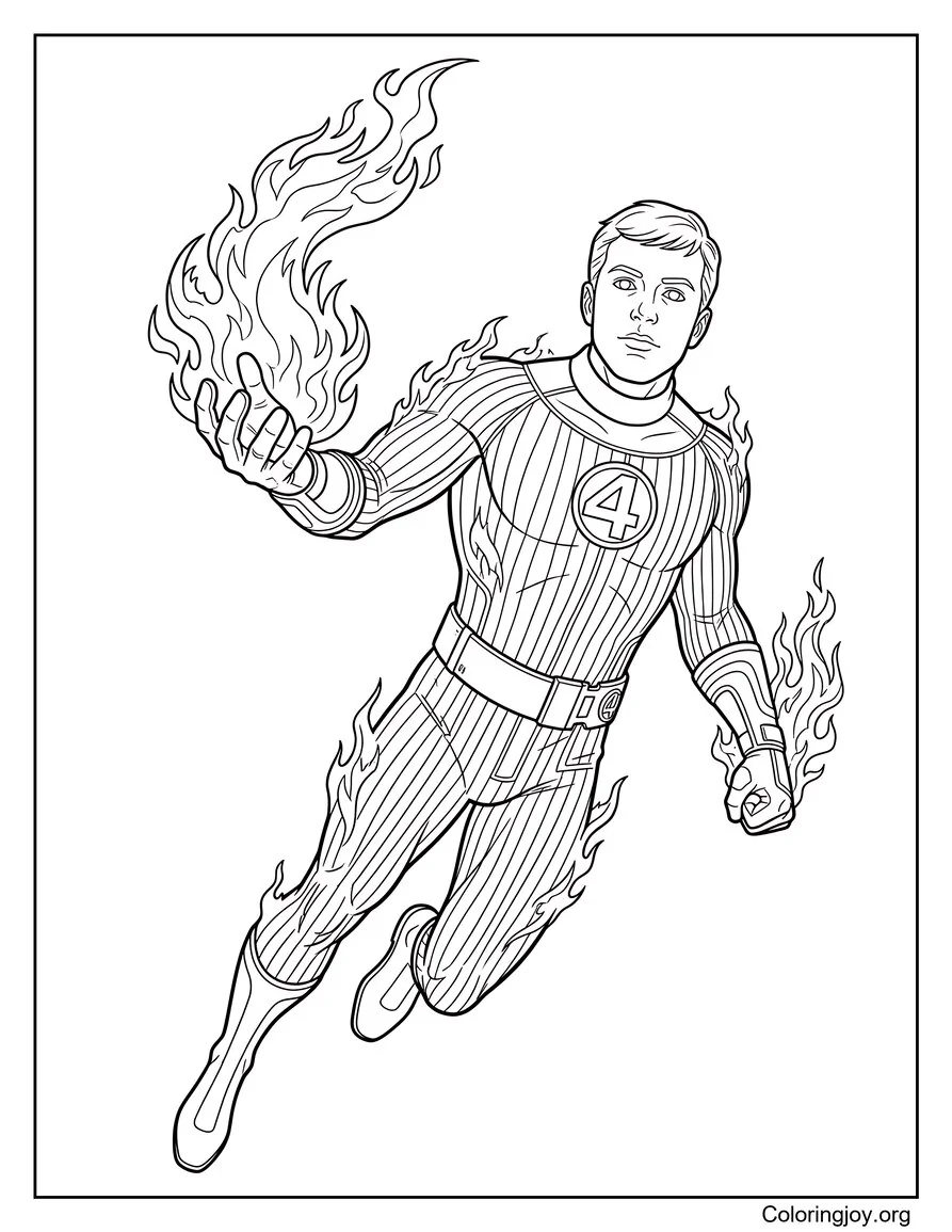 coloring page of Human Torch Fire Hand