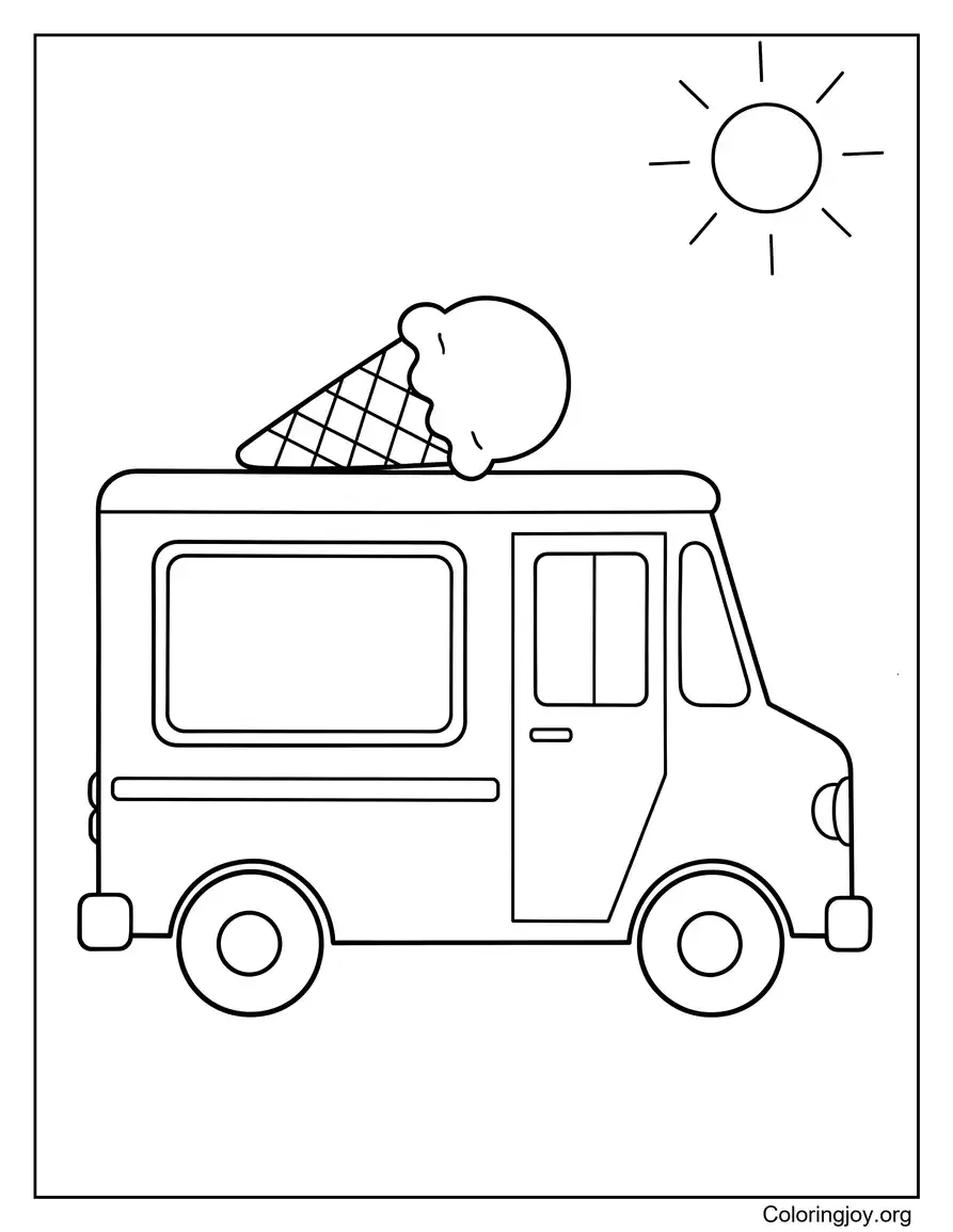 Ice Cream Truck On Sunny Street Day