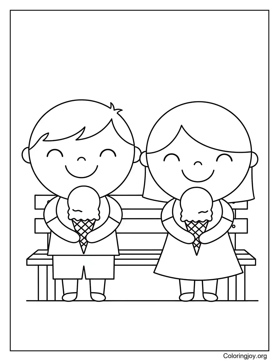 Kids Enjoying Ice Cream At The Park